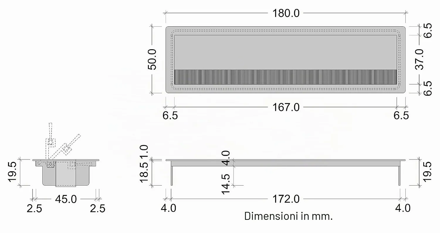 Gedotec Pro passacavo scrivania 180x46 mm alluminio 1 pezzo