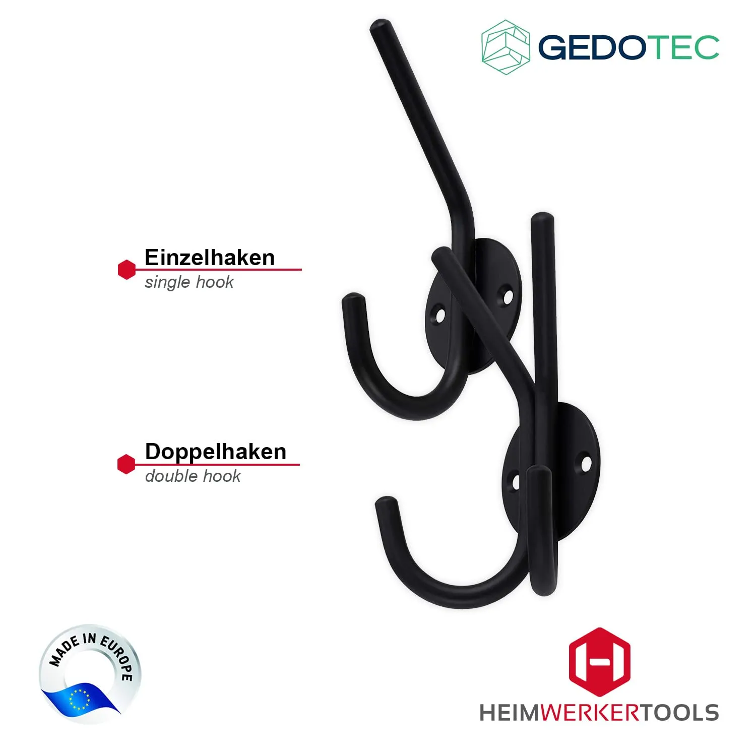 Gedotec Bristol gancio appendiabiti doppio nero 1 pezzo
