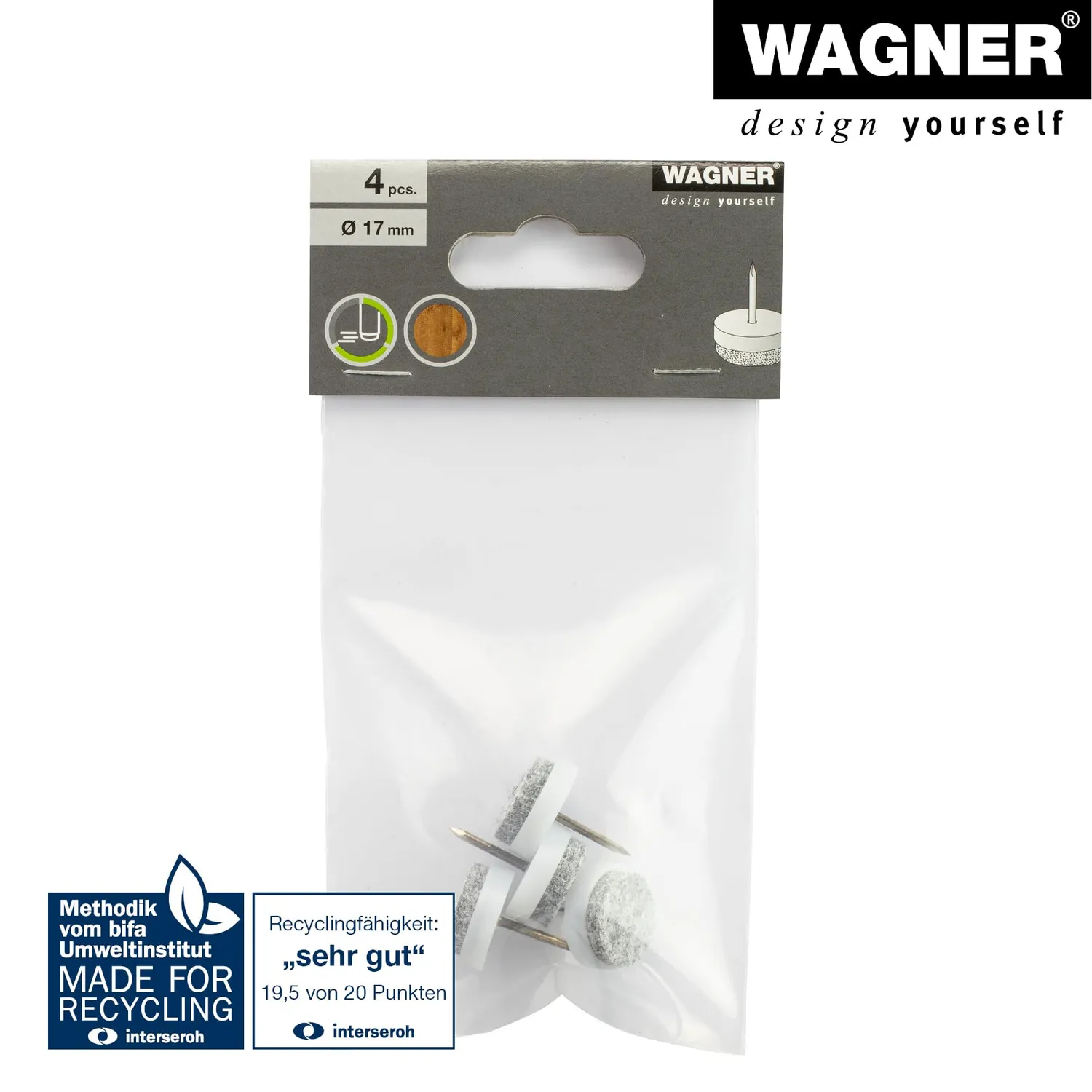 Wagner EH 0817 feltrini da inchiodare 4 pezzi Ø17 mm bianchi