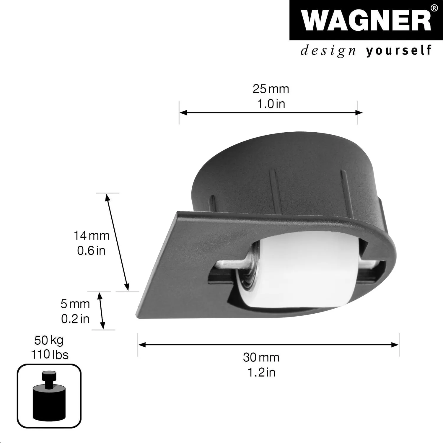 Wagner 01701701 mini roller incasso duro 15 mm 50 kg 1 pz