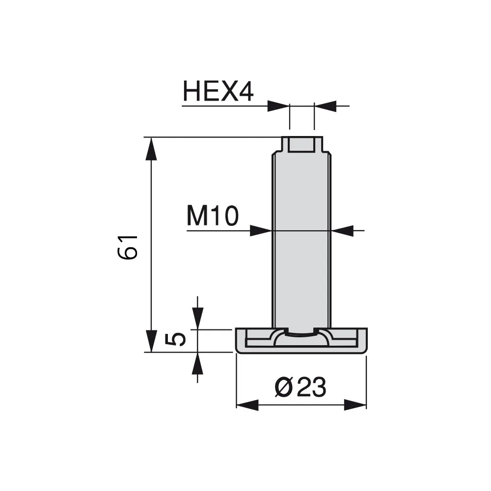 Emuca Piedini a Vite M10x55 mm Zincati 20 Pezzi