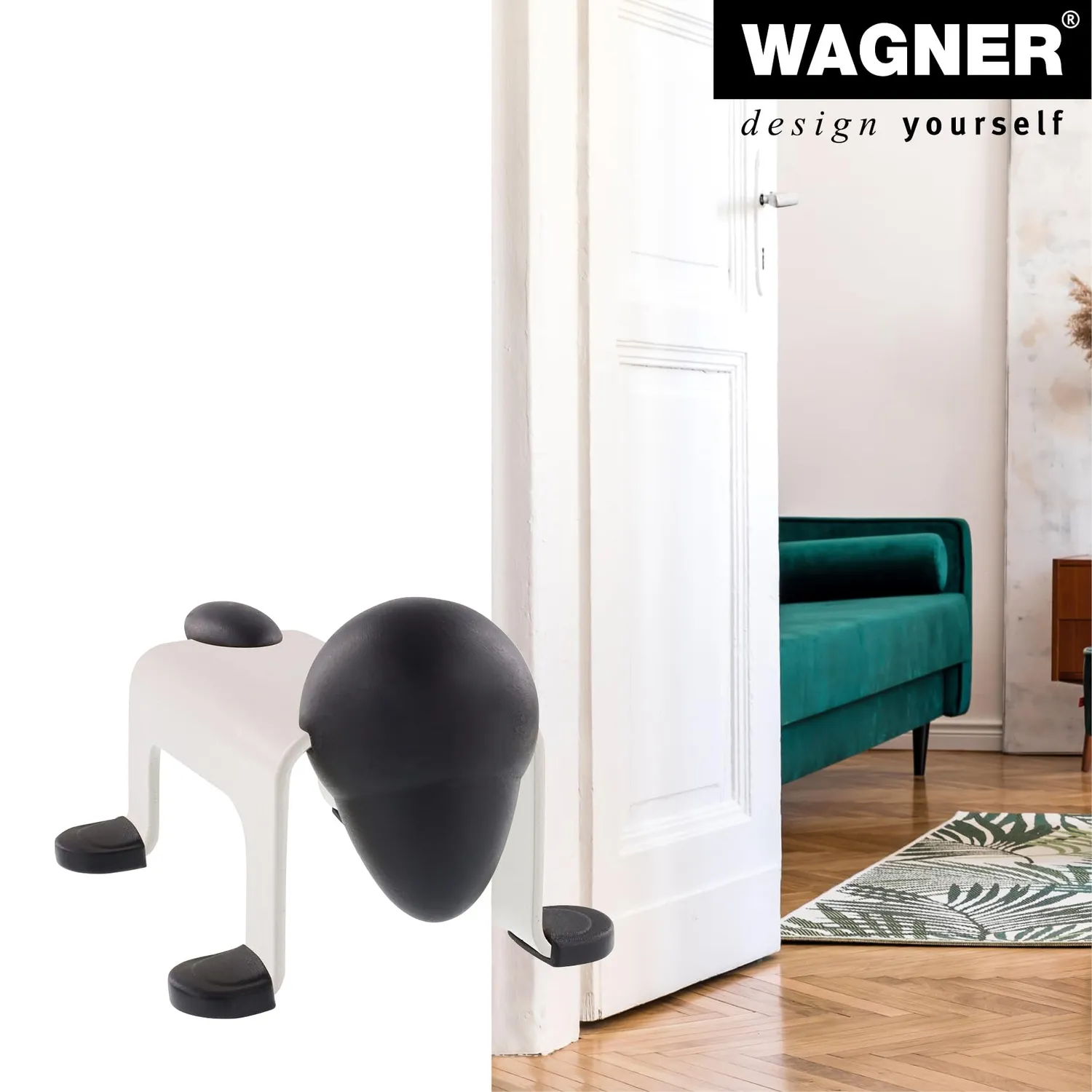 Wagner Dog Door Stop EH 5205 fermaporta da appoggiare bianco nero 105 mm