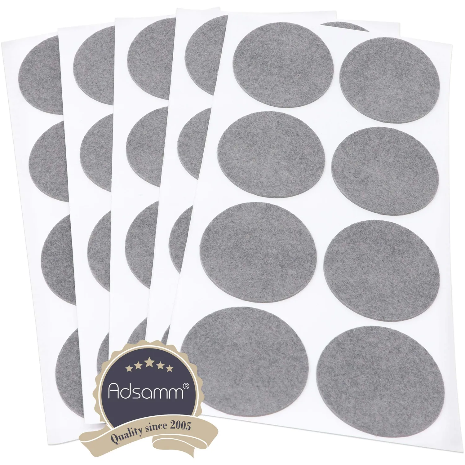 Adsamm feltrini ultrasottili Ø 50 mm grigi 40 pezzi 1,5 mm
