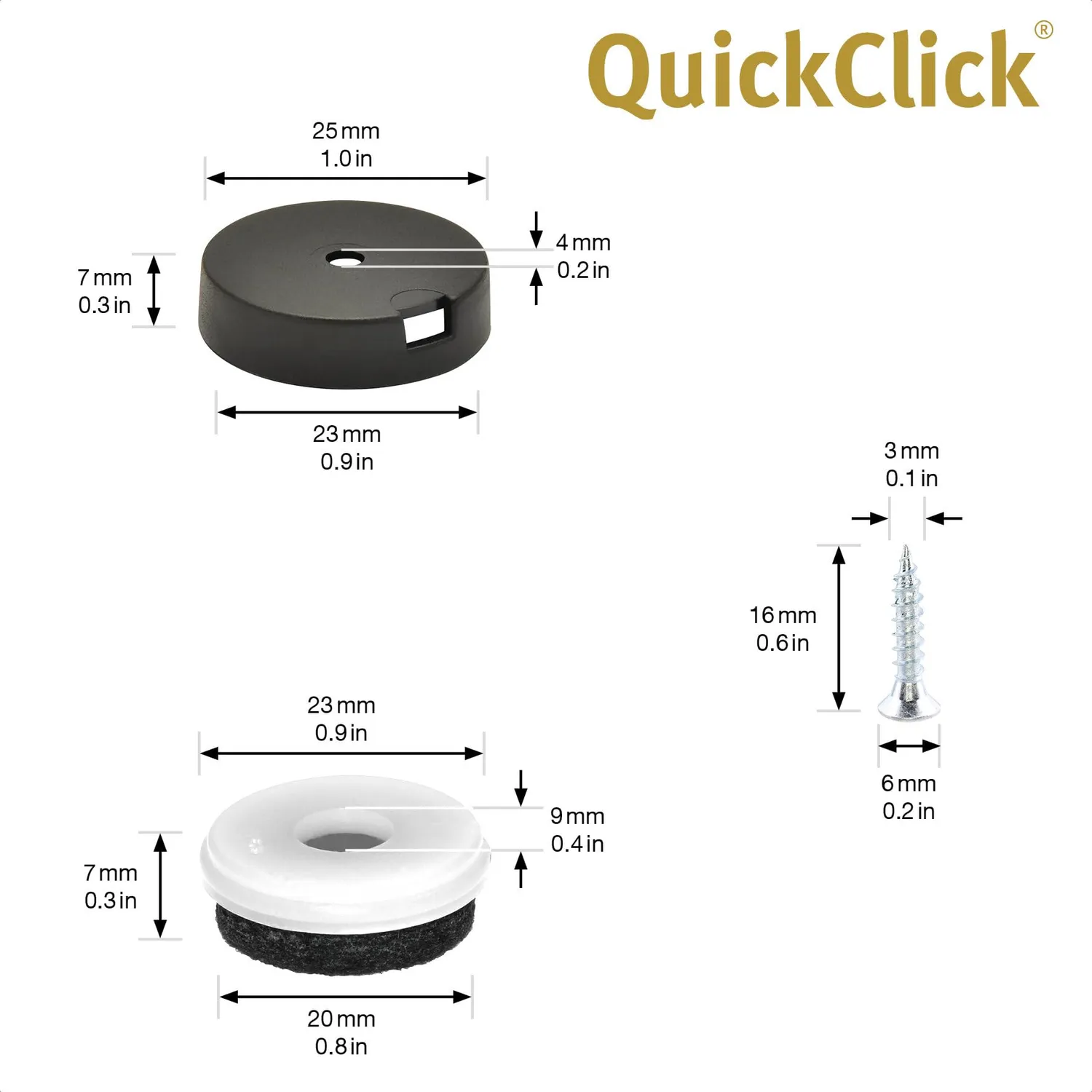 Wagner QuickClick pattini feltro da avvitare Ø25 mm 4 pezzi