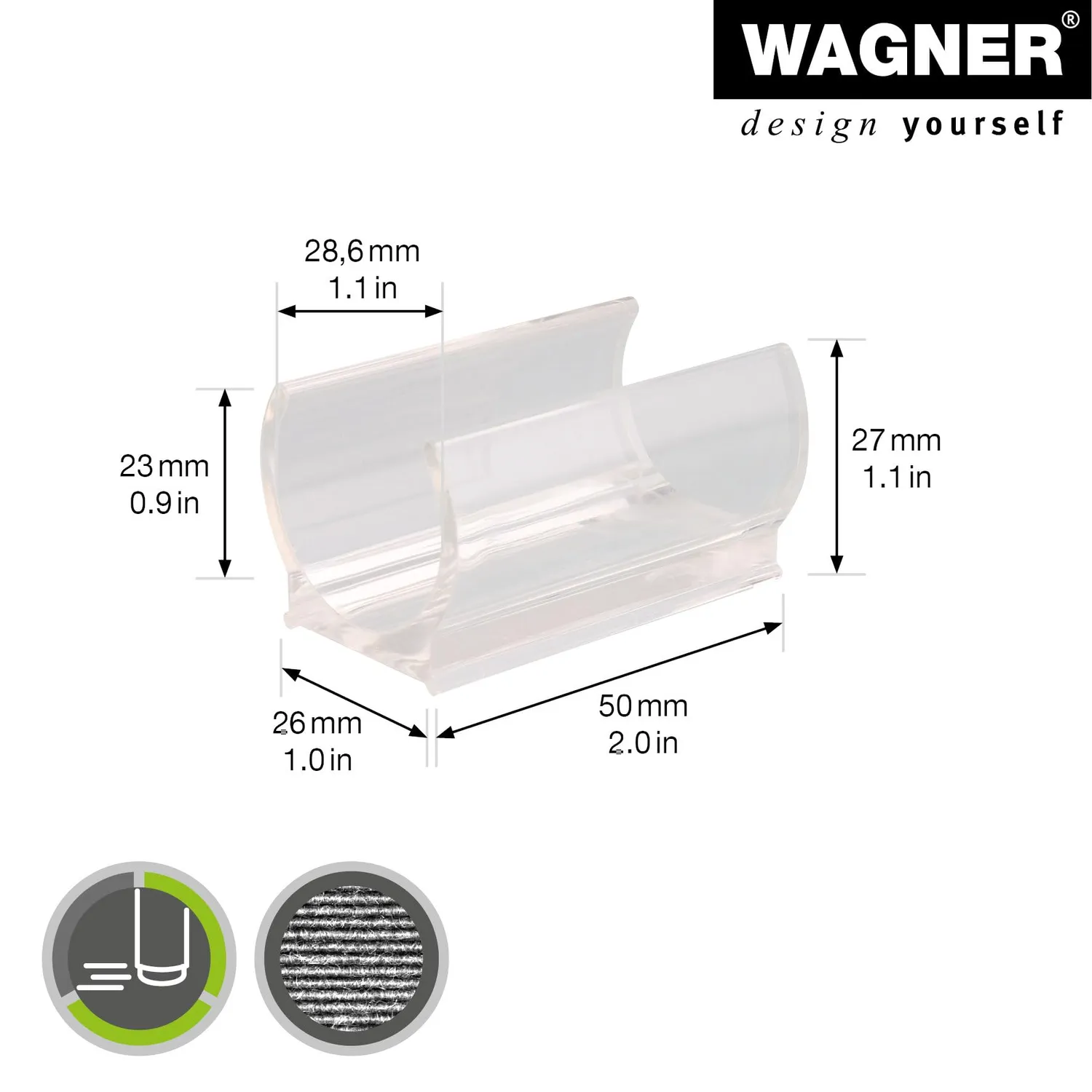 Wagner EH 0684 tappo tubo rotondo 4 pezzi trasparente