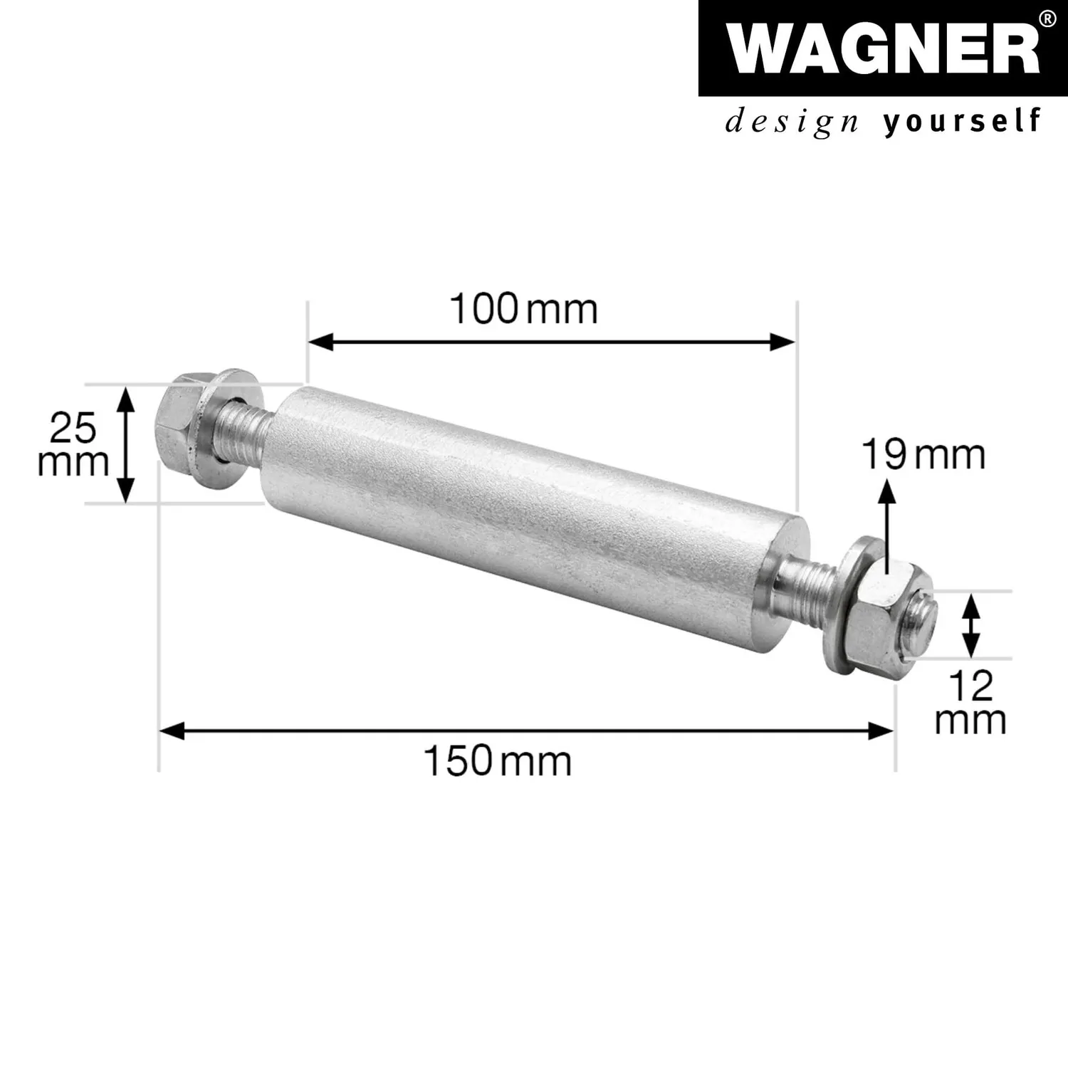 Wagner RO 0445 kit asse prof. 25x100 mm vite M12x150 mm
