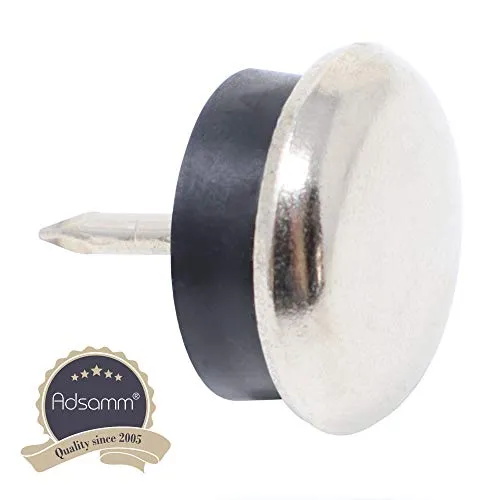 Adsamm Pattini Metallo Ø20 mm 16 Pezzi Tondi Argento con Chiodo