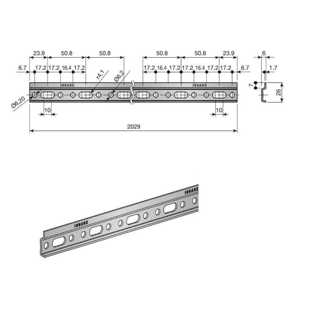 Indaux Barra Reggipensili Universale 2029 mm 1 Pezzo Acciaio