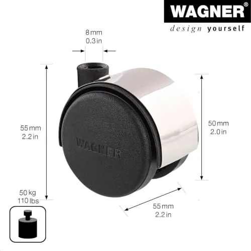 Wagner 01002201 rotella doppia 50 mm 50 kg rigida nera