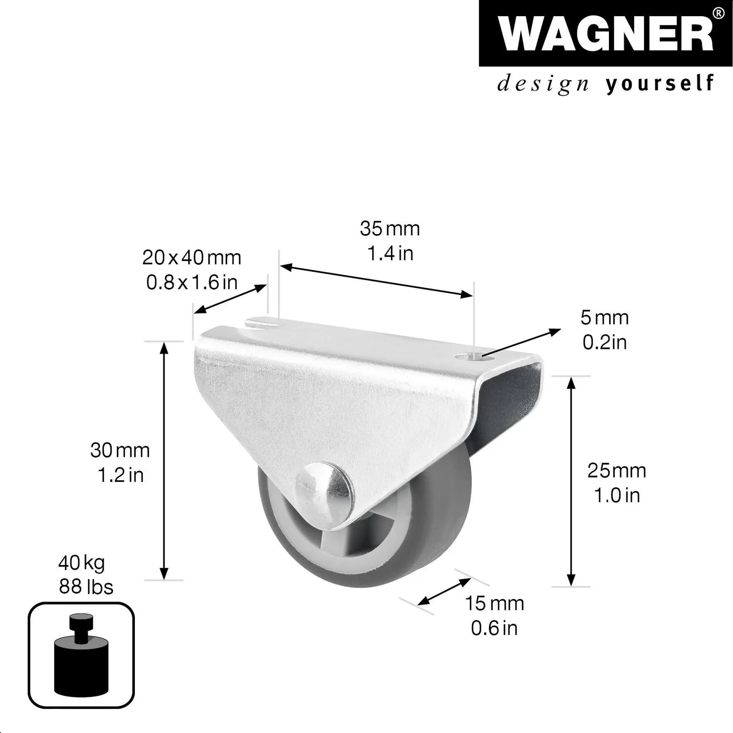 Wagner 01075801 RO 0758 rullo per mobili 25 mm 1 pz morbido