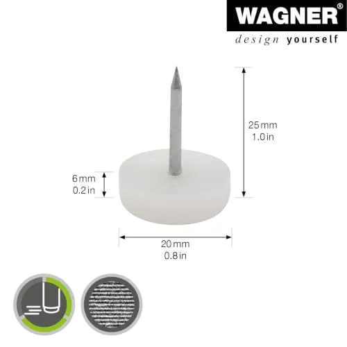 Wagner EH 15092199 pattini a chiodo bianchi 4 pezzi Ø22 mm