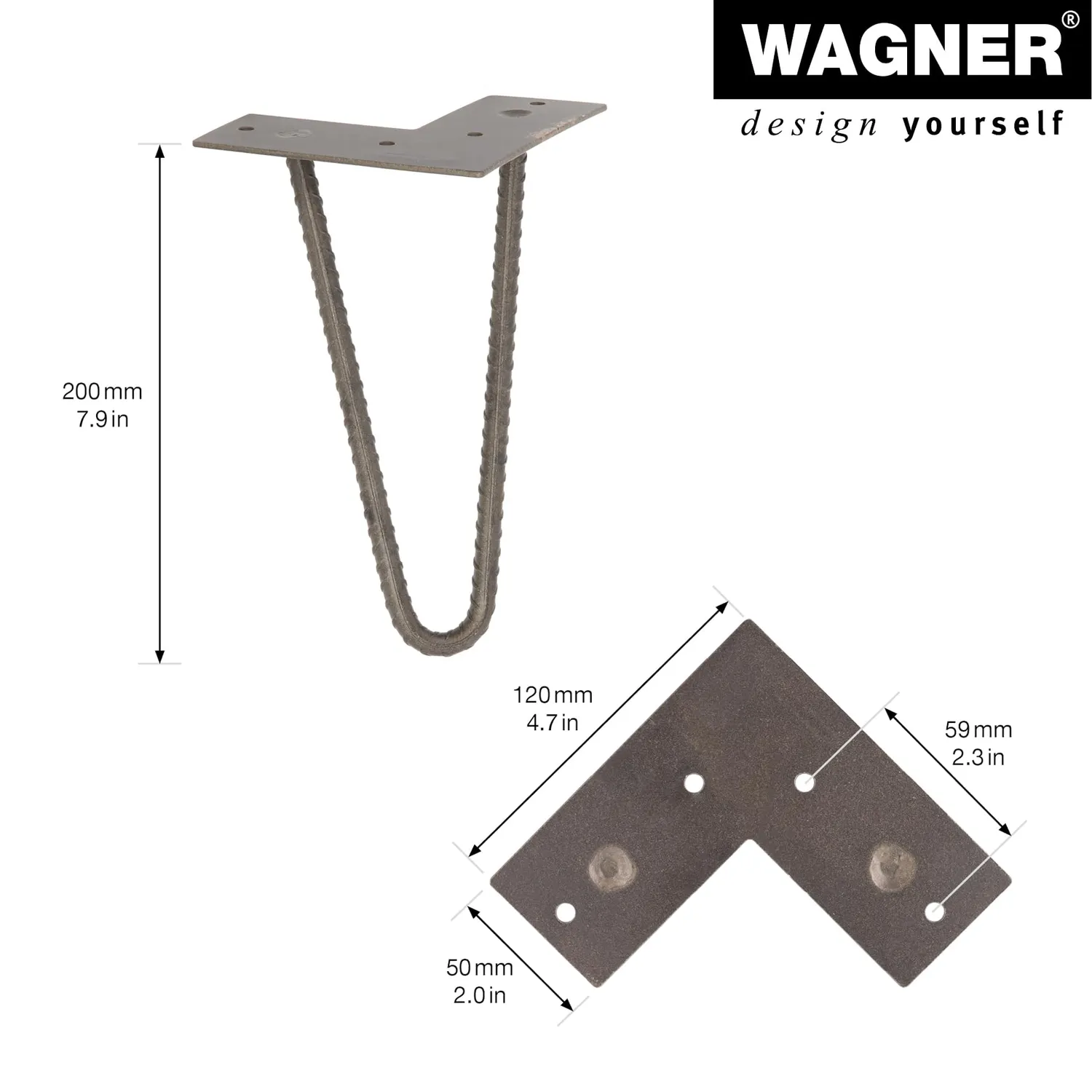 Wagner Hairpin Leg ST 8228 gamba mobile acciaio 200 mm