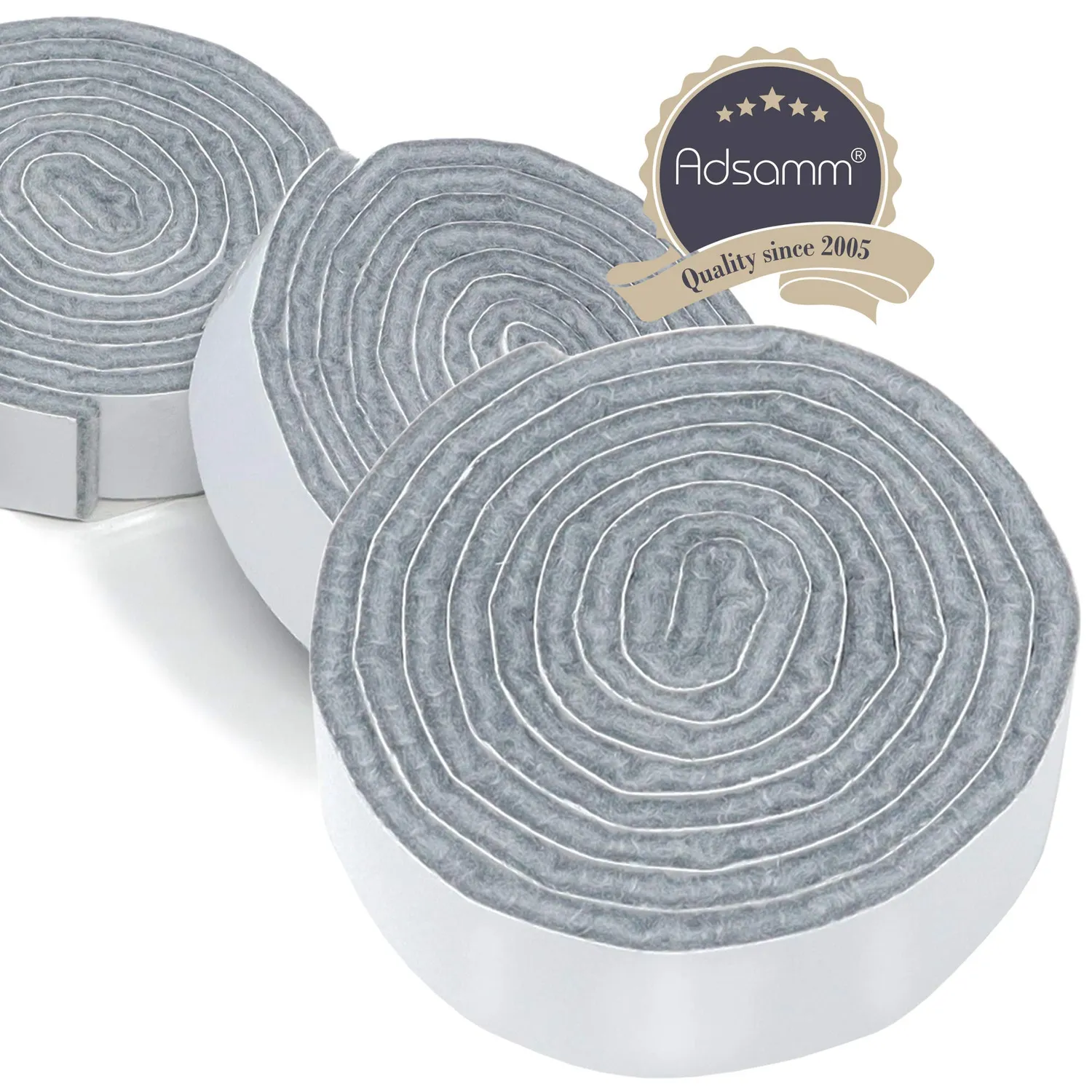 Adsamm feltro autoadesivo grigio nastro 19 mm 3 rotoli