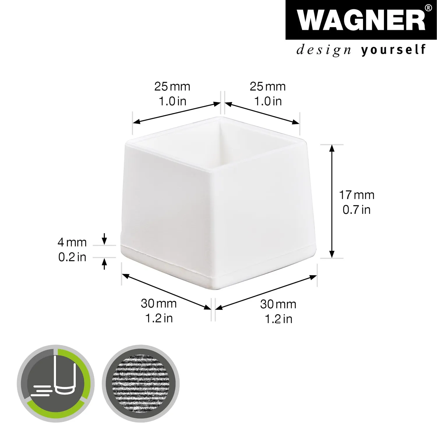 Wagner EH 15052699 tappi per tubi bianchi 4 pezzi scorrevoli