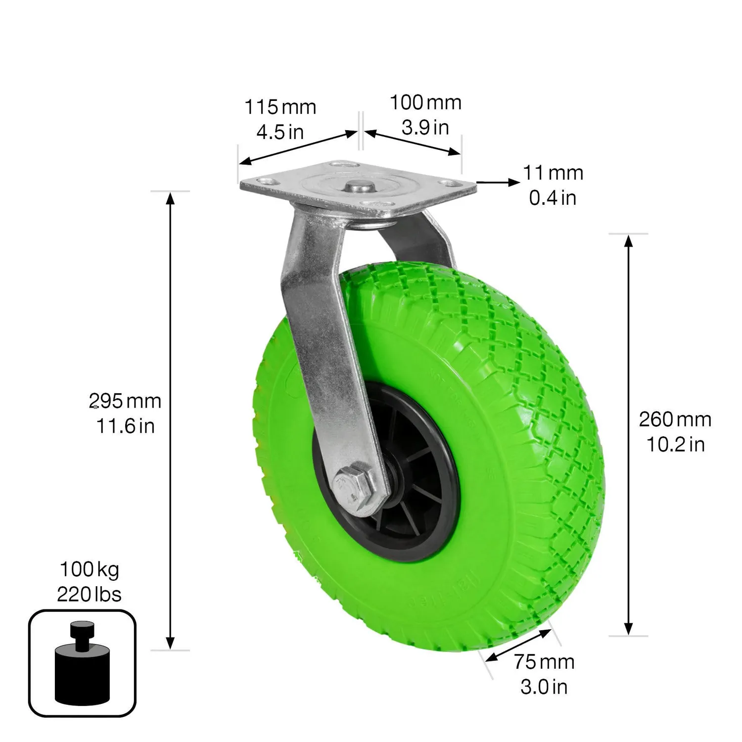 Wagner ruota girevole poliuretano Ø260mm 100kg Antoforatura