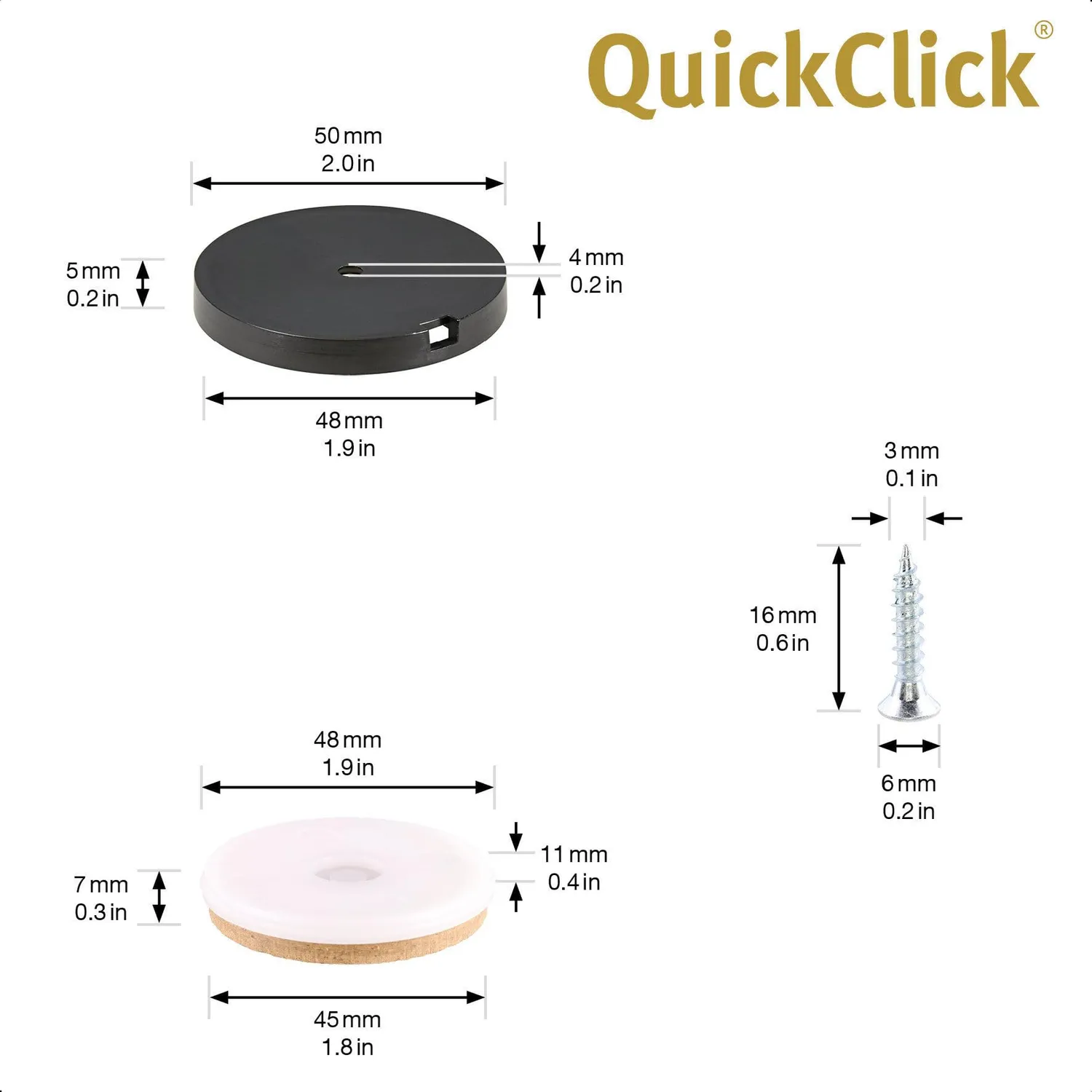 Wagner QuickClick 16782700 feltrini avvitare 4 pezzi Ø50mm