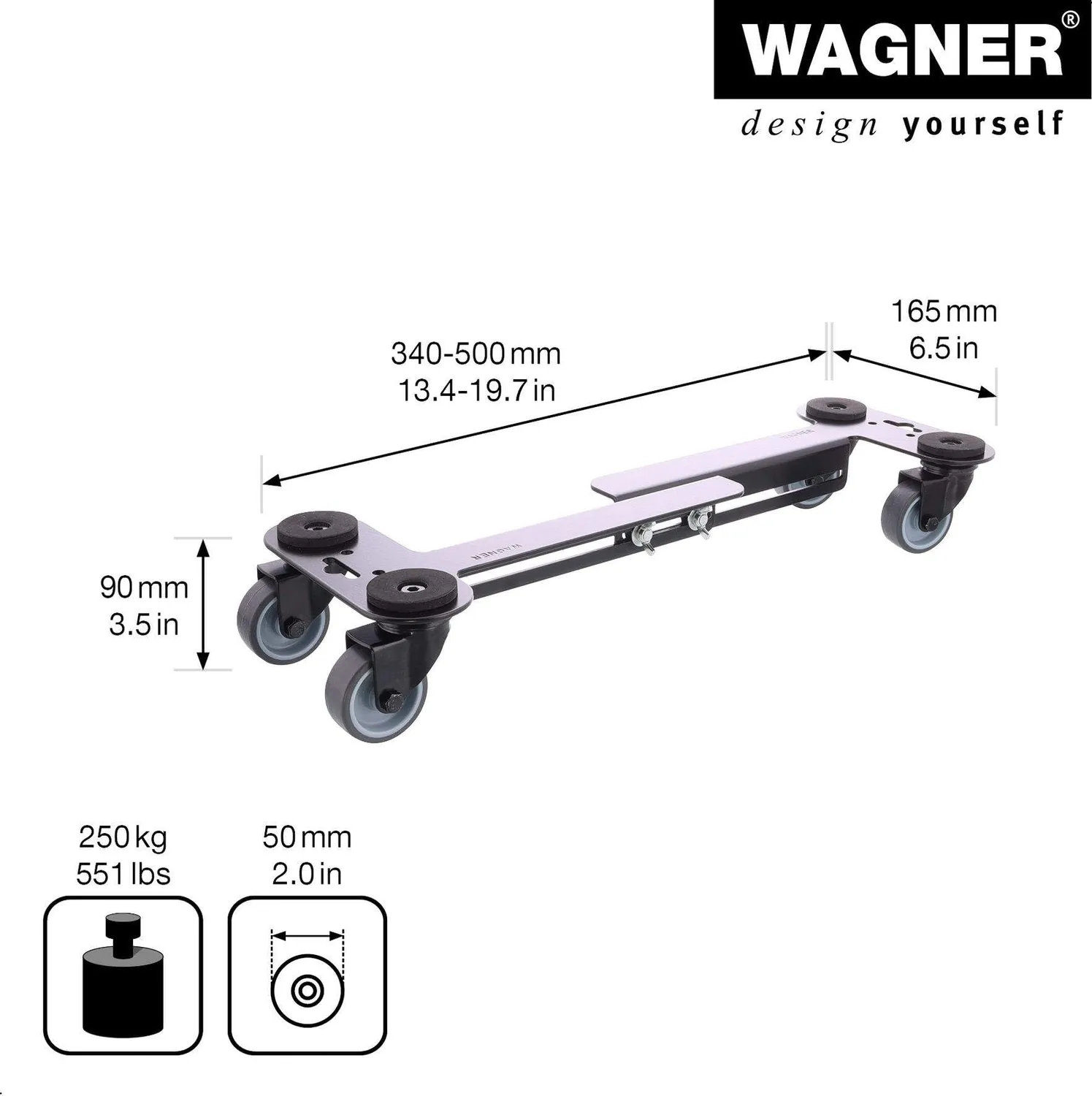 WAGNER carrello mobili estraibile 59-86 cm 250 kg