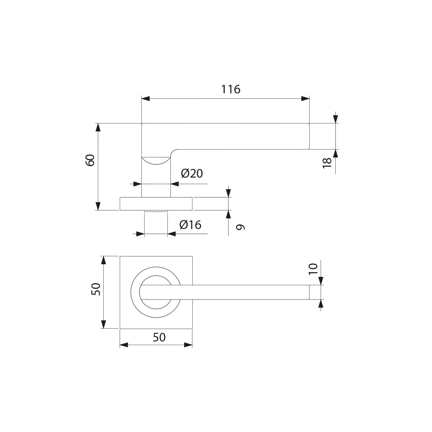 Emuca maniglia interna nickel satinato 5 coppie 50x50