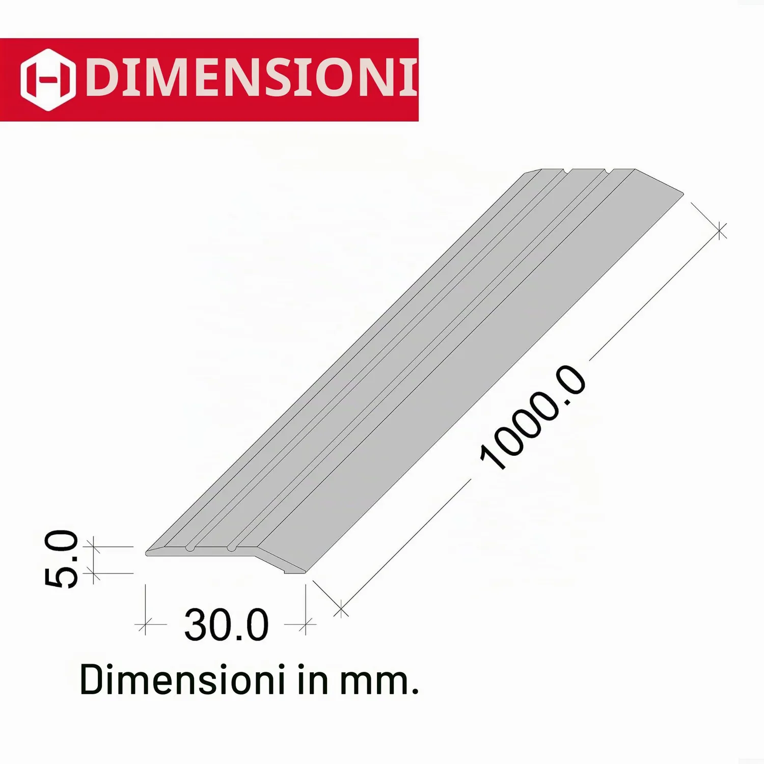 Gedotec barra transizione 1000 mm bronzo autoadesiva alluminio