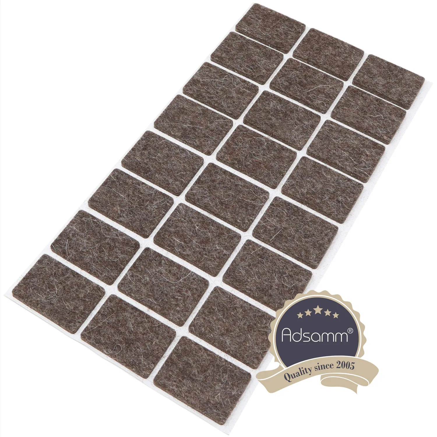 Adsamm feltrini autoadesivi rettangolari 25x35 mm marroni 24 pezzi lana