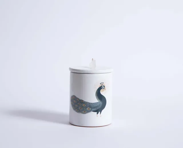 NIVA Design Totem Animals Pavone candela quarzo ialino