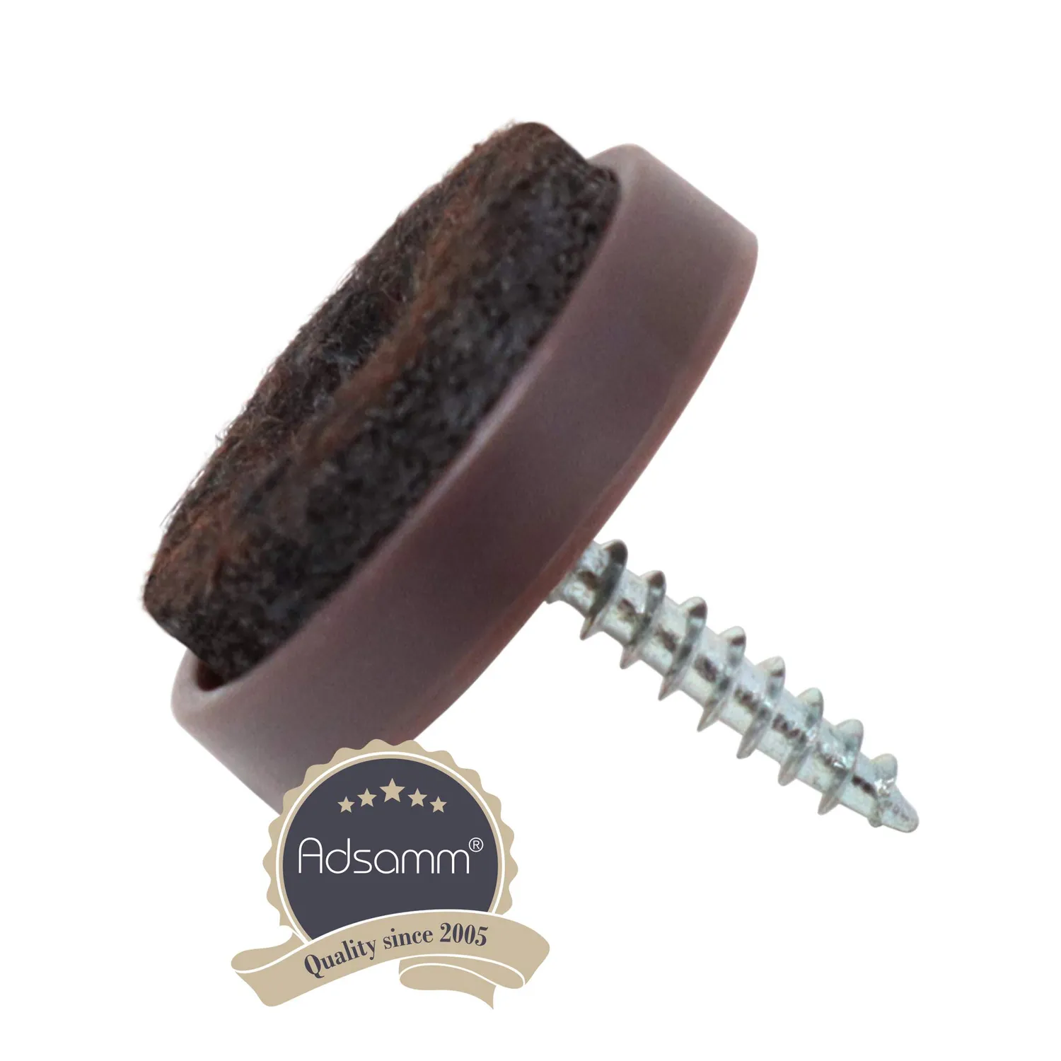 Adsamm Pattini Feltro con Vite Ø24 mm Marroni 4 pz