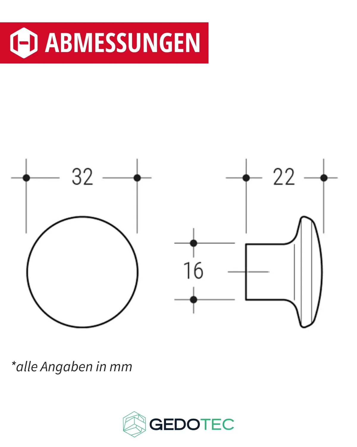 Gedotec pomello cameretta 32 mm plastica arancione 1 pz