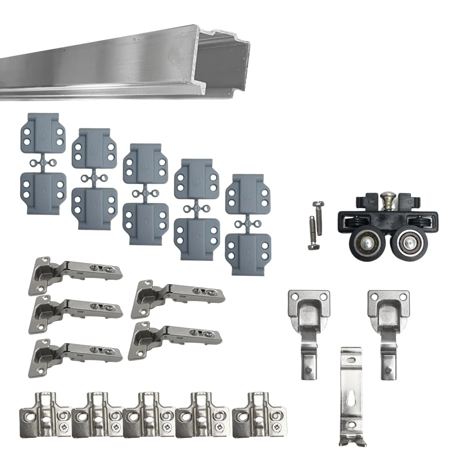 Indaux Kit Ferramenta Scorrevole 2 Ante Standard A Scatto 50 kg