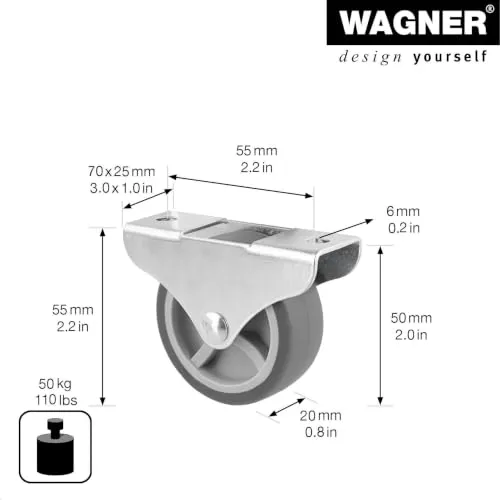 Wagner Design RO 0757 rotella mobili grigia 50 mm 50 kg