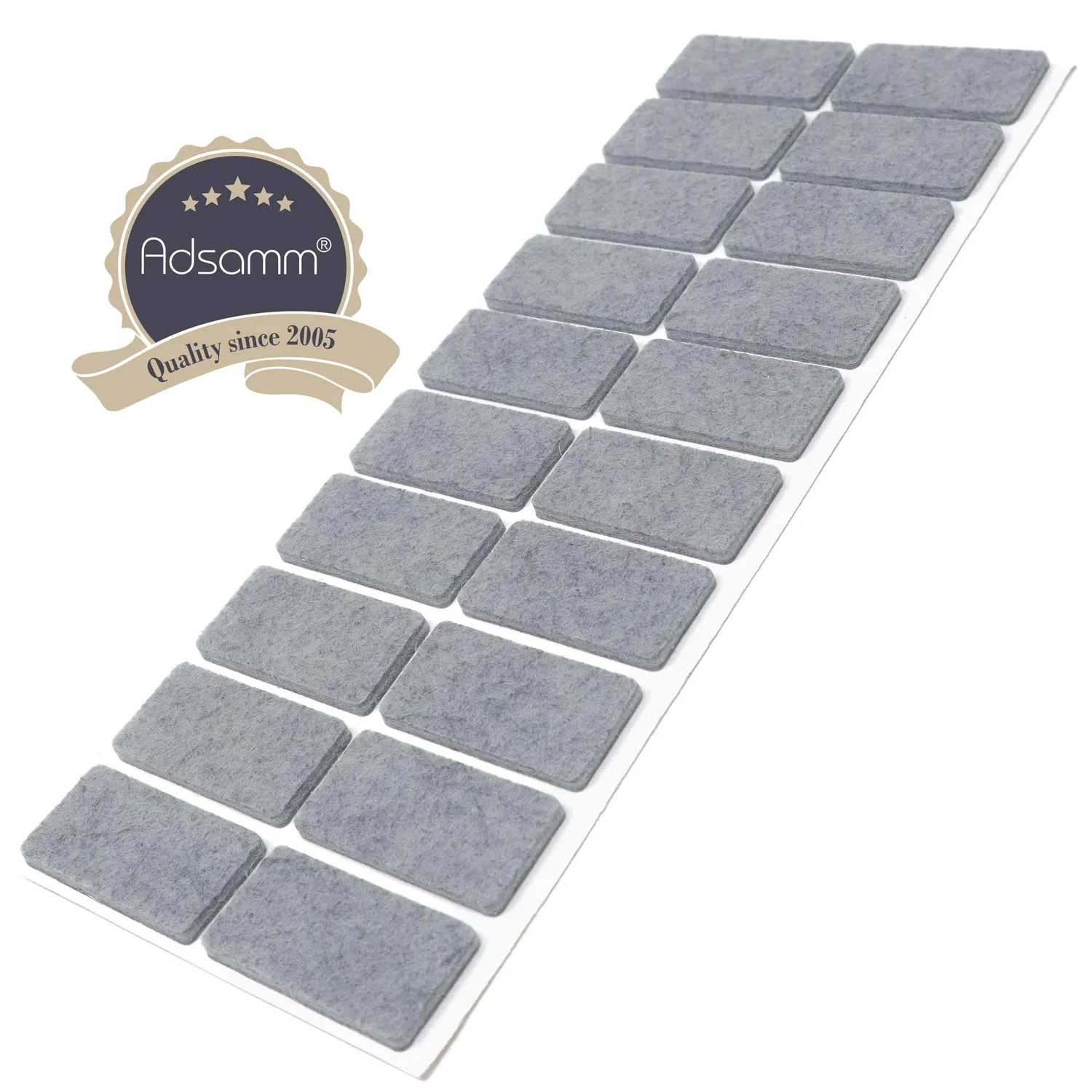 Adsamm 20x40 mm feltrini autoadesivi grigi 20 pezzi 3,5 mm