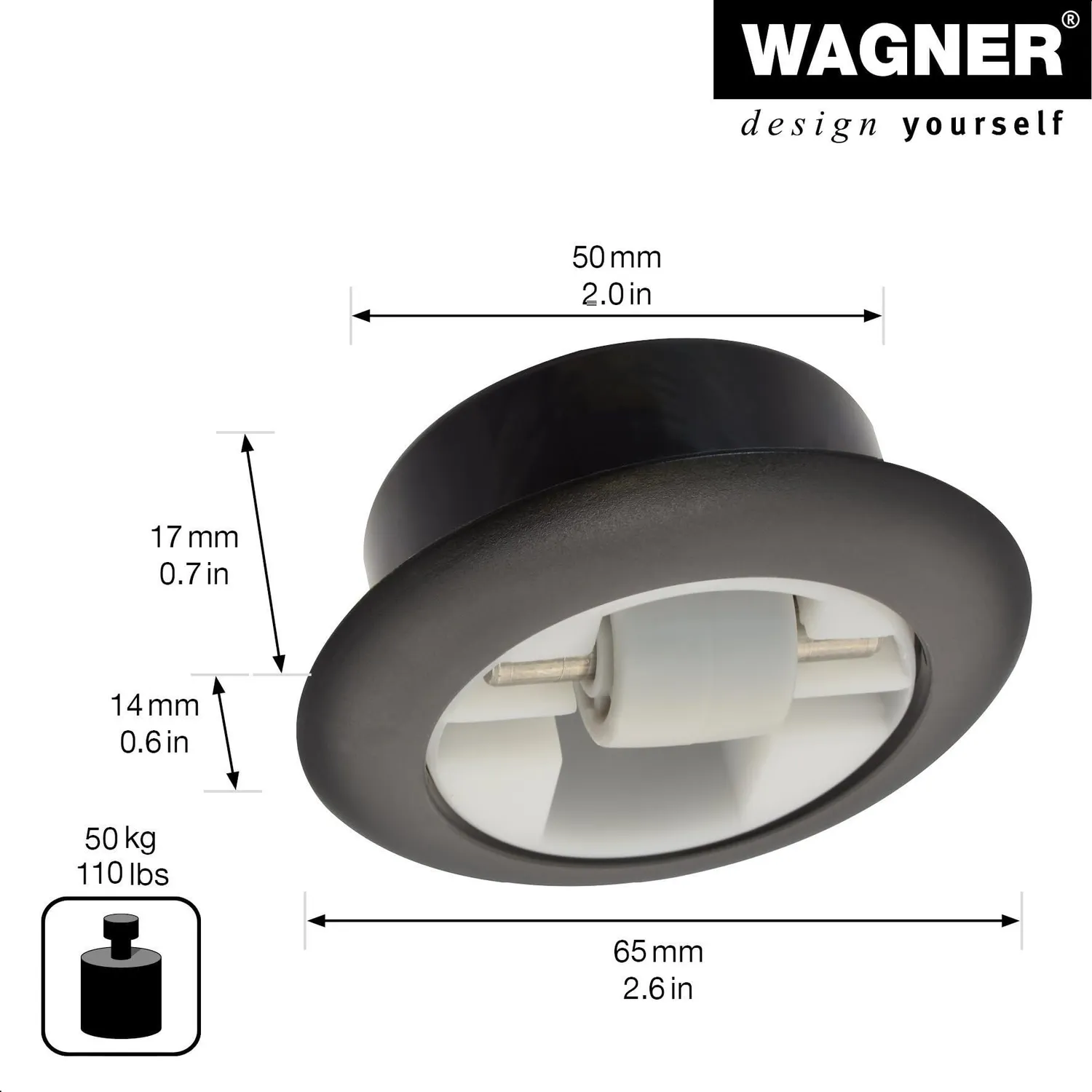 Wagner Design RO 7080 rotella incasso morbida 27 mm 50 kg