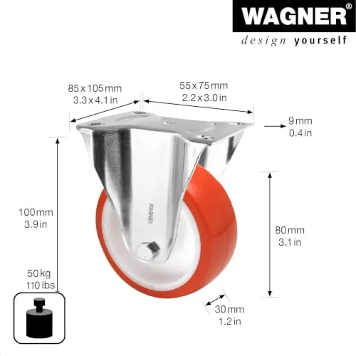 Wagner RO 8880 rullo fisso piastra 80 mm morbido rosso