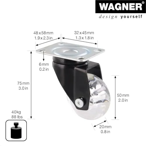 Wagner Skater RO 1025 rotella morbida 50 mm trasparente 1 pz