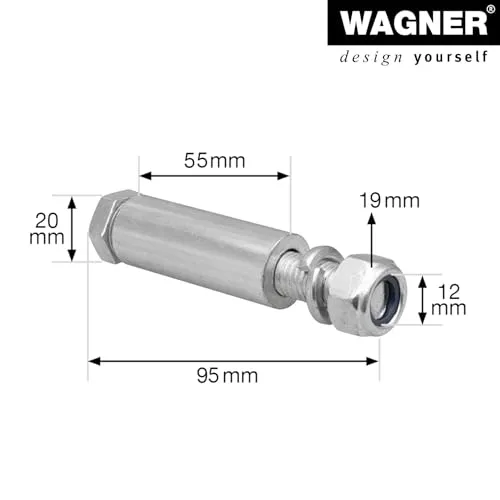 Wagner RO 0441 kit asse 20x55 mm foro 20 mm zincato