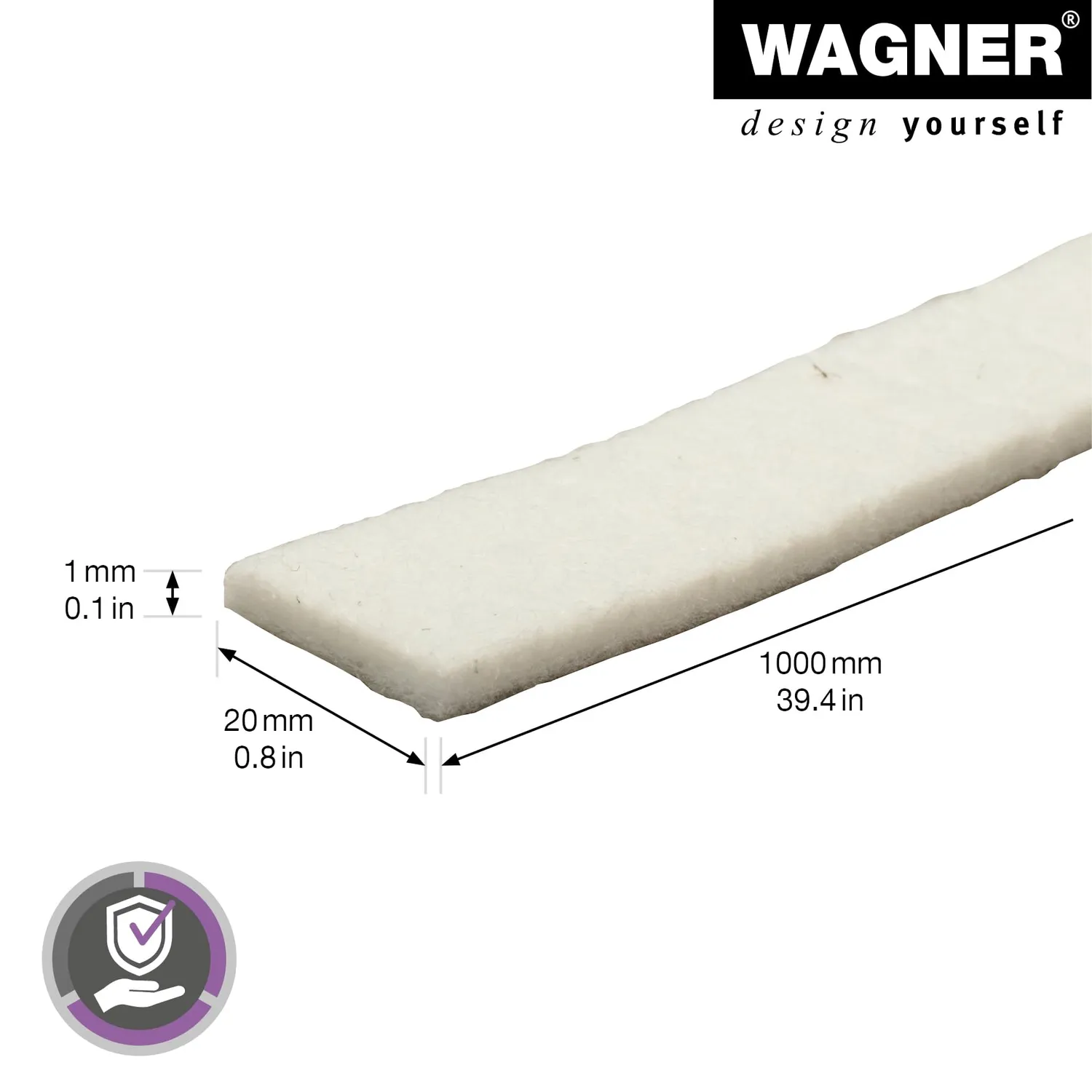 Wagner 15000299 rotolo feltro bianco 20x1000 mm autoadesivo morbido