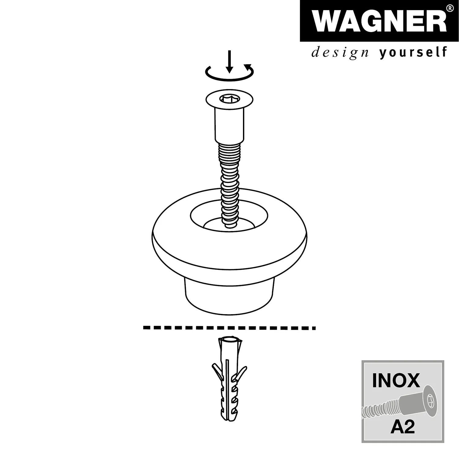 WAGNER Fermaporta Pavimento Outdoor Pulsante Gomma 50x30 mm