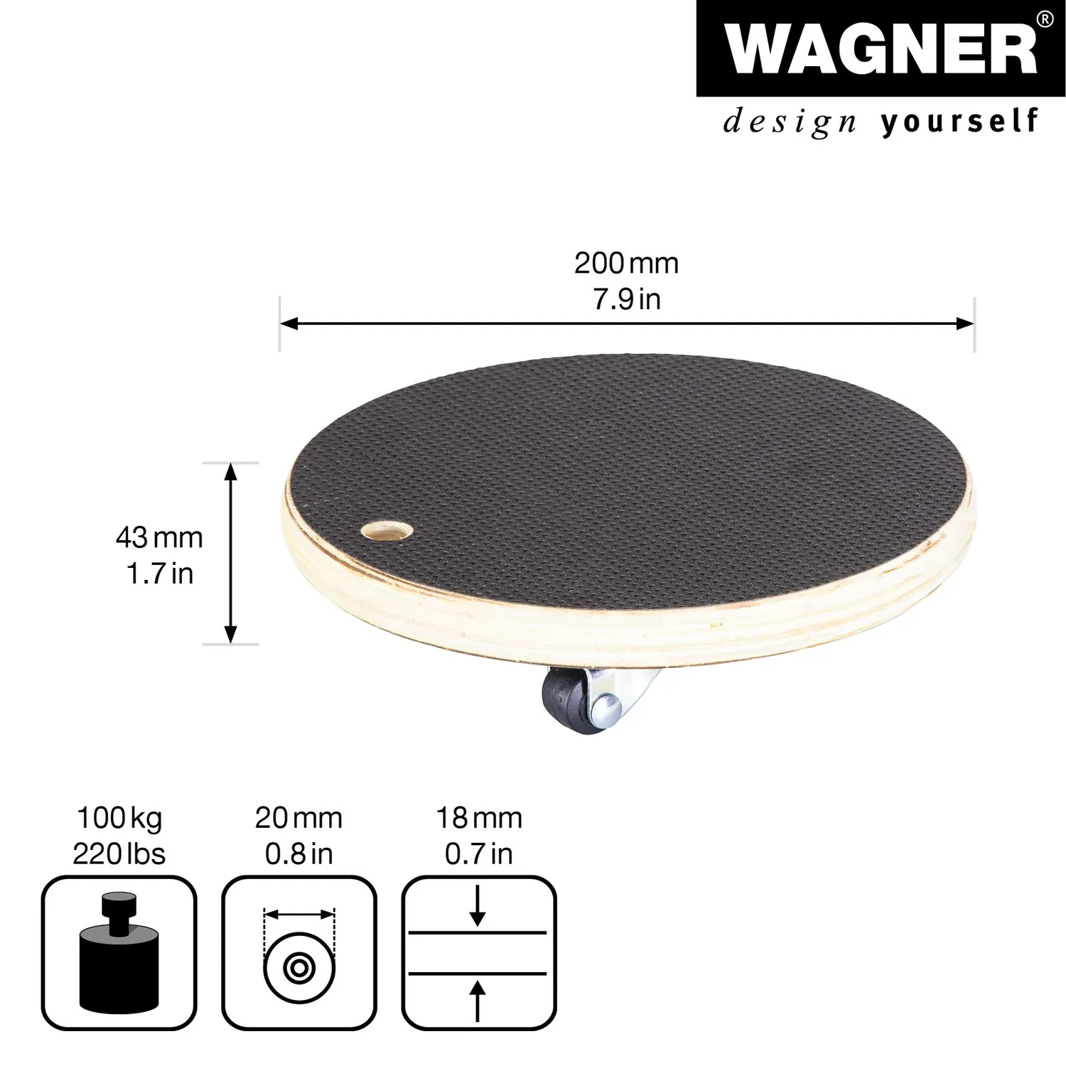 Wagner MM 1106 Carrello Trasporto Tondo Ø20 cm 100 kg