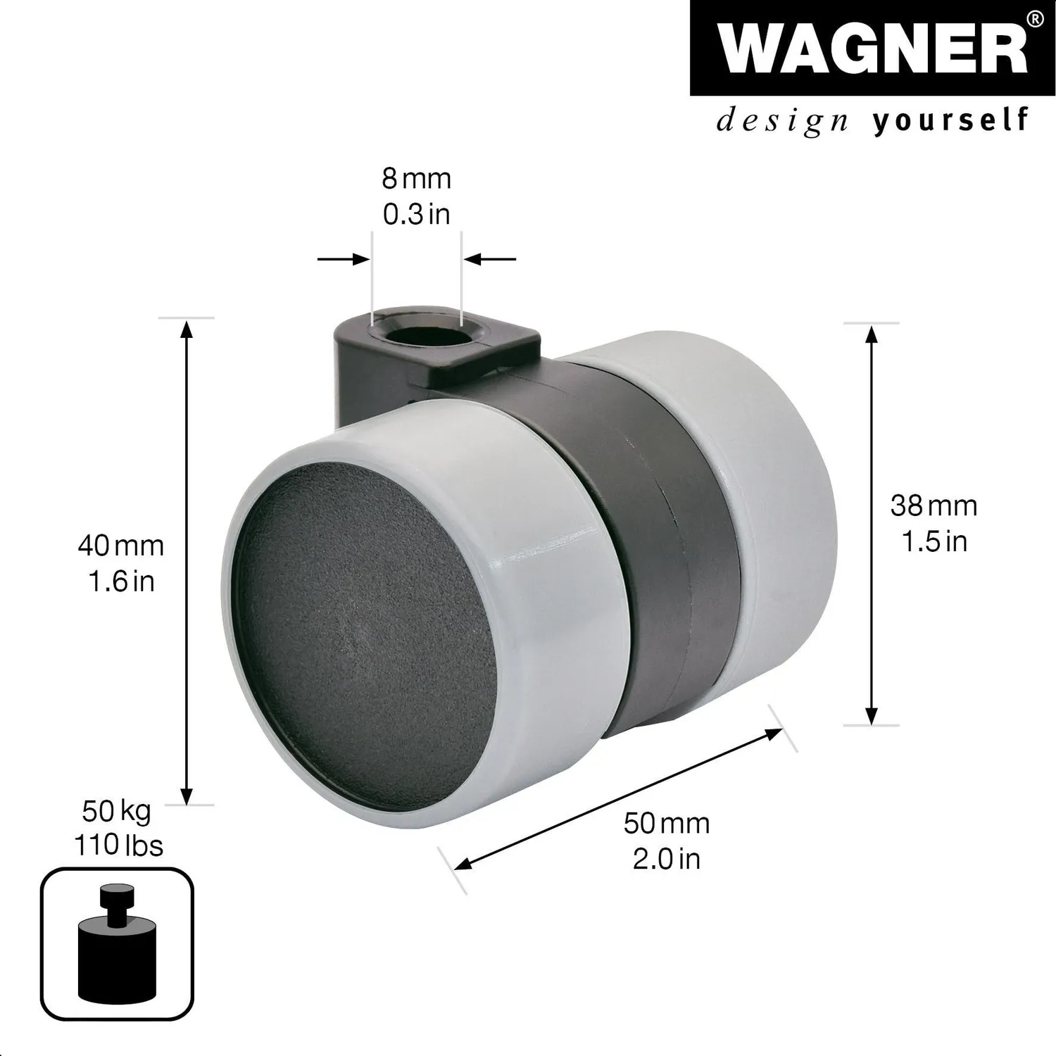 Wagner Design RO 0201 rotella doppia nero/grigio 38 mm morbida