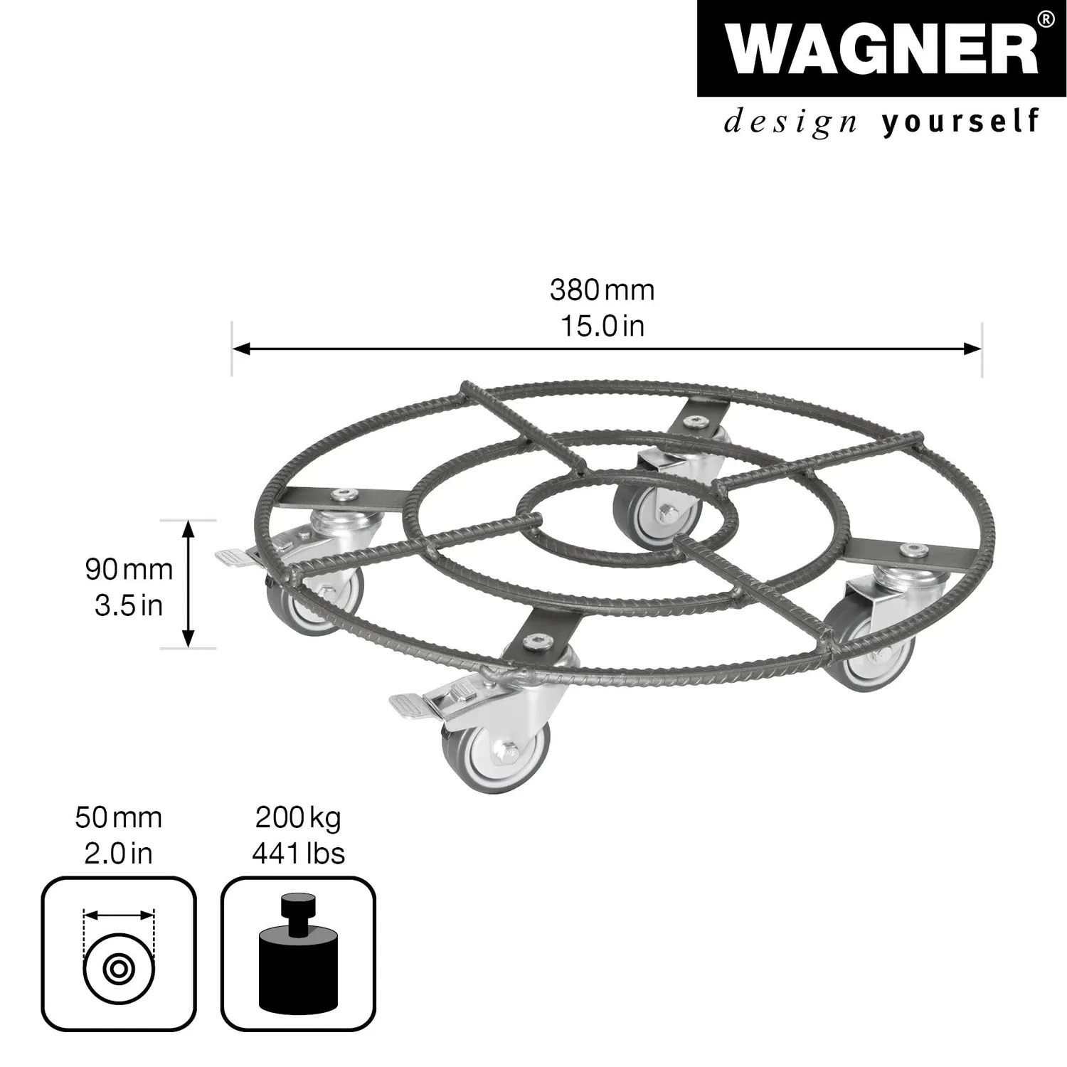 Wagner BautaHL GH 0947 sottovaso acciaio Ø 38 cm 200 kg