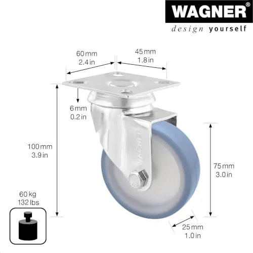 Wagner 03177501 rotella girevole 75 mm 60 kg