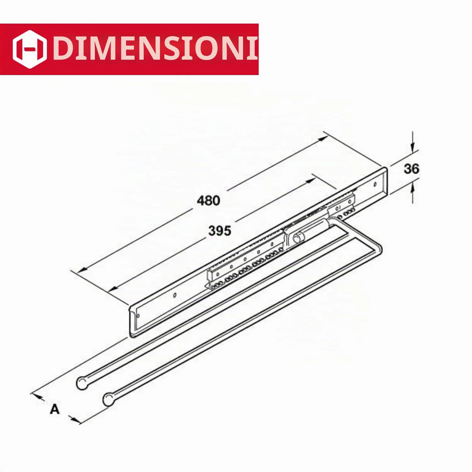 Gedotec H6008 portasciugamani estraibile 1 braccio cromo 465 mm