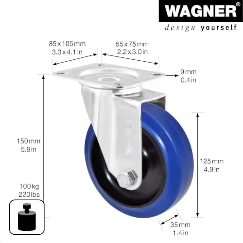 Wagner 04672501 RO 6725 rotella girevole 125 mm morbida
