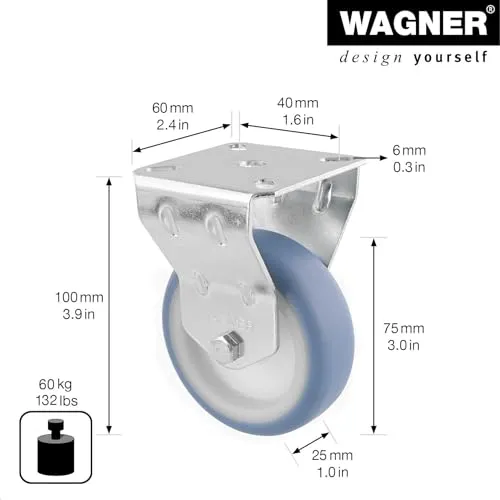Wagner RO 7775 rotella fissa Ø 75 mm blu 1 pz parquet 60 kg