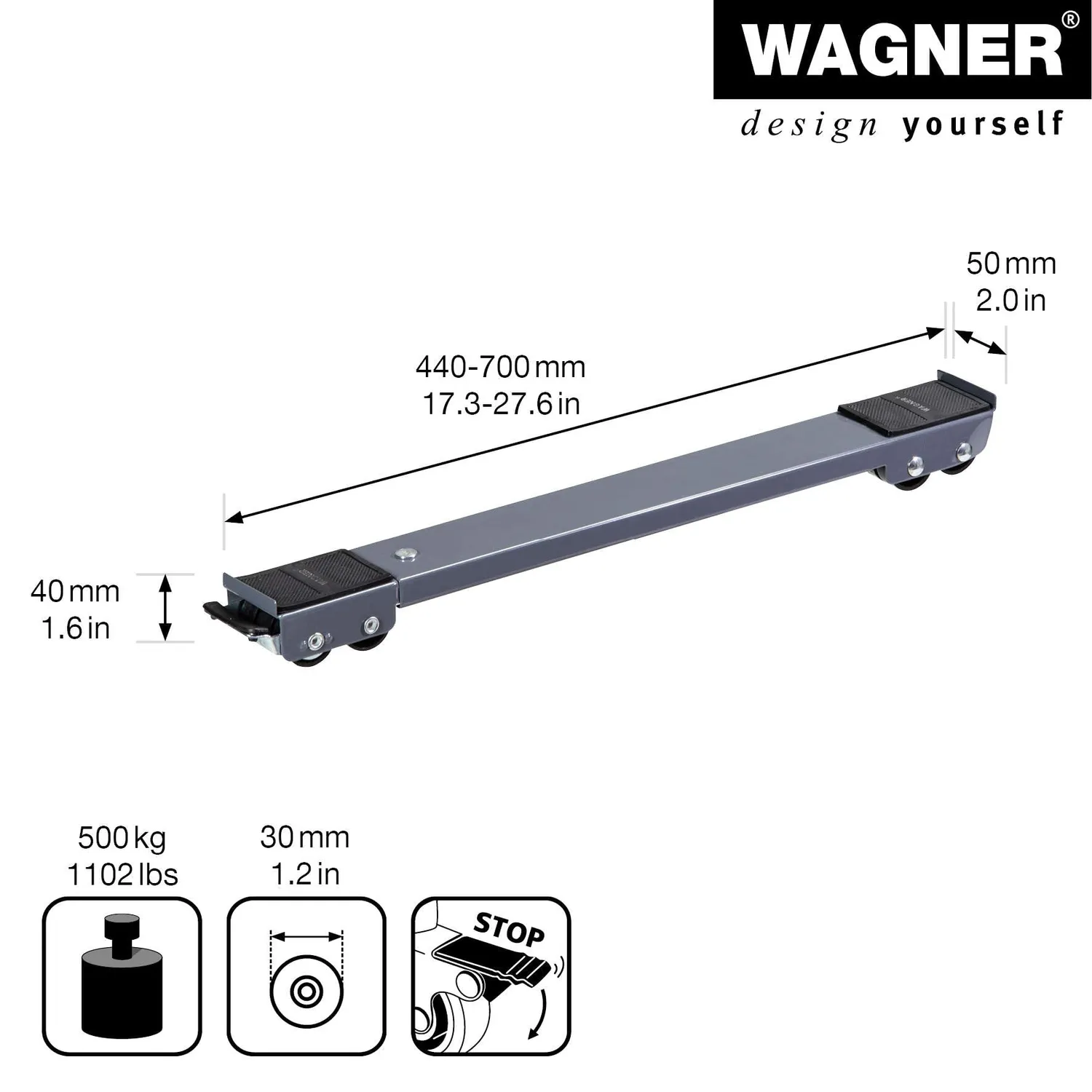 Wagner MM 1199 carrello trasporto antracite 45-70 cm 500 kg