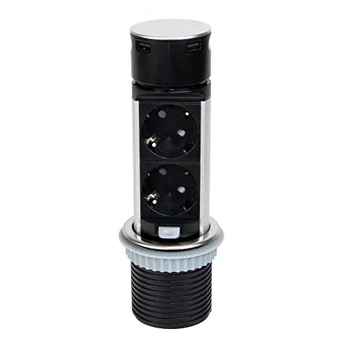 Emuca Torretta Multipresa Scomparsa 2 Schuko+2 USB Push