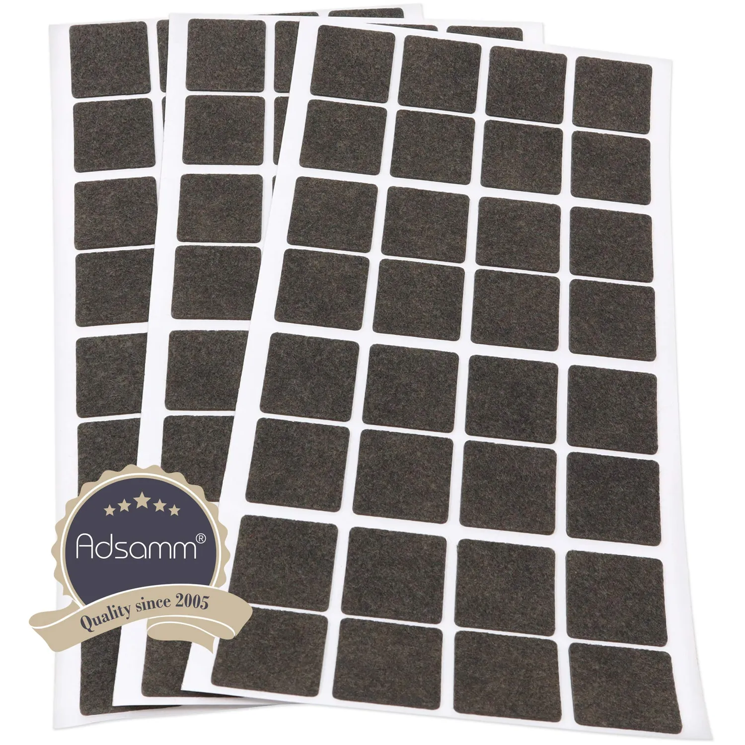 Adsamm ultrasottili feltrini quadrati 25x25 mm marroni 96 pezzi 1,5 mm
