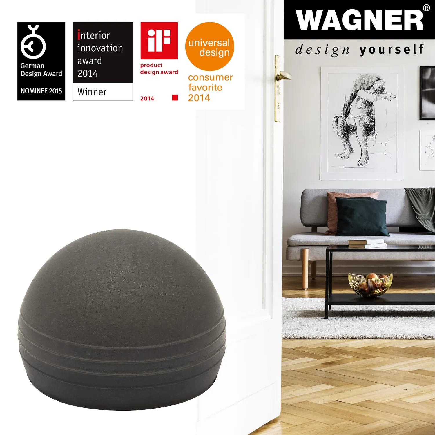Wagner 15515311 fermaporta pavimento vite e colla gomma
