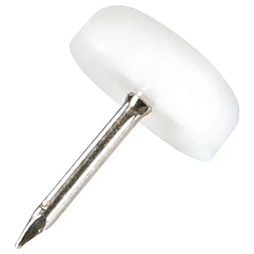 Adsamm Pattini Plastica con Chiodo Ø15 mm Bianchi 100 pz