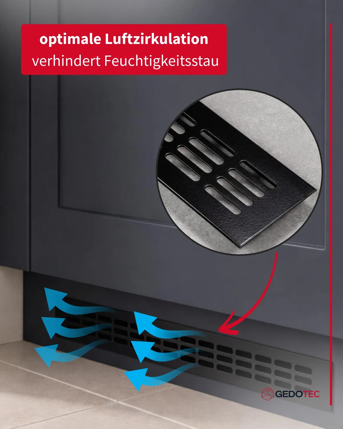 Gedotec Griglia Ventilazione 300x60 Nero Opaco Alluminio