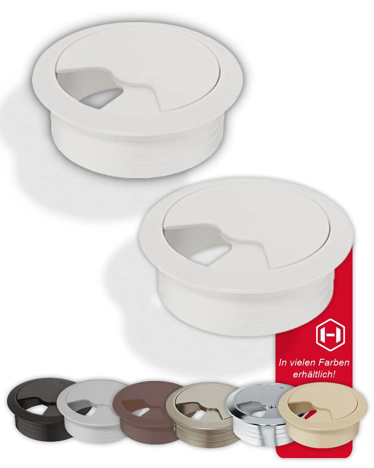 Gedotec Passacavo Scrivania 60 mm Nero Opaco 10 pz ABS